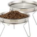 Elevated Cat Bowls,6.7" Extra Wide Raised Stainless Steel Cat Food Bowls with Anti-Slip Metal Stand Whisker Friendly Water Dishes for Indoor Cats and Small Dogs-2pack