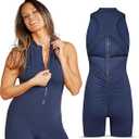 Women Workout Seamless Bodysuit – One Piece Compression Jumpsuit, Workout Romper for Gym & Activewear, Dark Blue, Medium