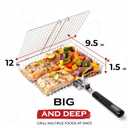 SHIZZO Grill Basket Set, Barbecue BBQ Grilling, Stainless Steel Folding Portable Outdoor Camping Rack for Fish, Shrimp, Vegetables, Cooking Accessories, Gifts for Dad, husband, Friends