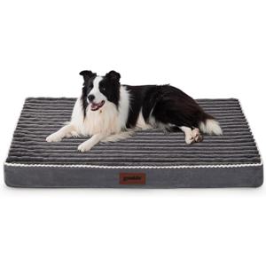 XL Dog Crate Bed for Extra Large Dogs - Waterproof Puppy Bed for 42 Inch Kennel with Removable Washable Corduroy Cover, Orthopedic Support with Egg Crate Foam Filling, Grey