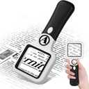 Compact Magnifying Glass with Lights,45X 10X Small Handheld Lighted Magnifier, 3 LED Light Magnifying Glass for Reading Small Prints & Low Vision Seniors Rectangle
