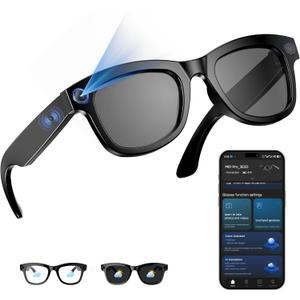 AI Smart Glasses with 8MP 800W Camera for 1080P Video Recording 12min & HD Photo, Bluetooth Real-Time Translation,AI Voice Assistant,Object Recognition,Music Player Gift of Lover,Traveler (large)