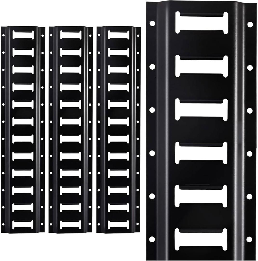 2ft E Track Rails 4 Pack Tie Down Etrack with Powder-Coated Steel e-track for Garages, Workshops e track accessories (Black)
