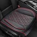 EifBrisa Car Seat Cover Front PU Leather Seat Covers, 2Pcs Universal Bottom Seat Covers for Cars, Anti-Slip, Storage Bags,Full Wrapping Edge Fits 95% of Vehicles(1 Pair, Red Grid)