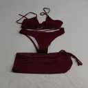 MakeMeChic Women's 3 Piece Bathing Suits Halter Ring Bikini Set with Cover Up Skirts (Medium)