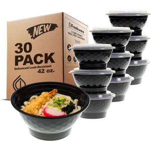 Freshware Meal Prep Containers with Lids [30 Pack] Plastic Bowls for Soup and Salad, Food Storage Bento Box, BPA Free, Stackable, Lunch Boxes, Microwave/Dishwasher/Freezer Safe 