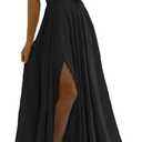 Women Long Formal Dress Solid Satin Spaghetti Straps A Line Evening Cocktail Dresses with Slit, Size S/M