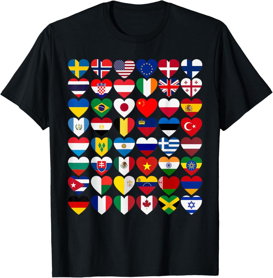 Flags of the Countries of the World, International Gift Short Sleeve T-Shirt, S