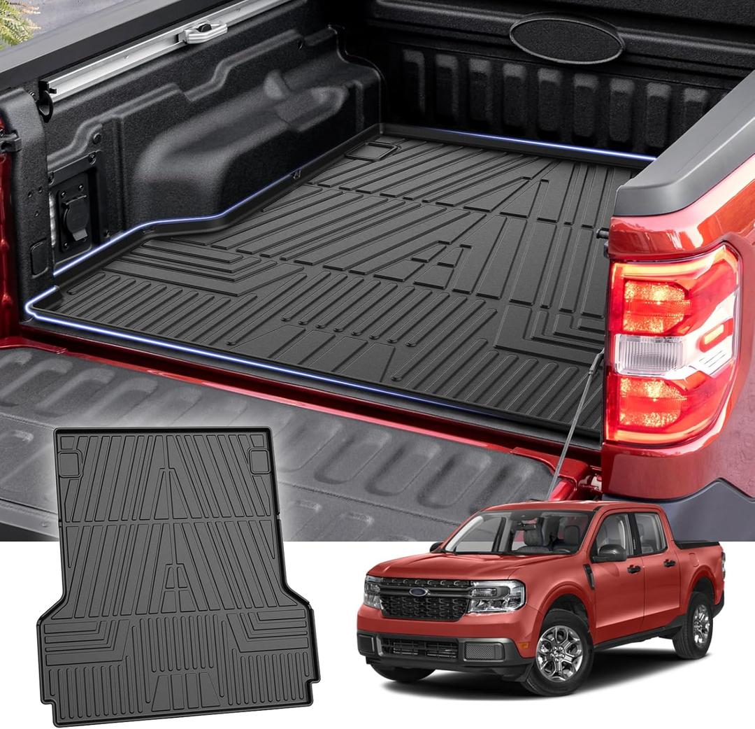 Truck Bed Mat for Ford Maverick 2022-2025 2026 All Weather Rear Bed Liner TPE Trunk Bed Liner for Ford Maverick Accessories(Hybrid & Gas Model - XL/XLT/Lariat)