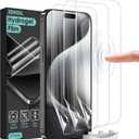 Screen Protector [3 Pack Soft Hydrogel Film for iPhone 15 Pro/15, Upgraded Non-breakable Flexible TPU]