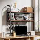 2-Tier Desktop Hutch Bookshelf - 37.4" W (Black)