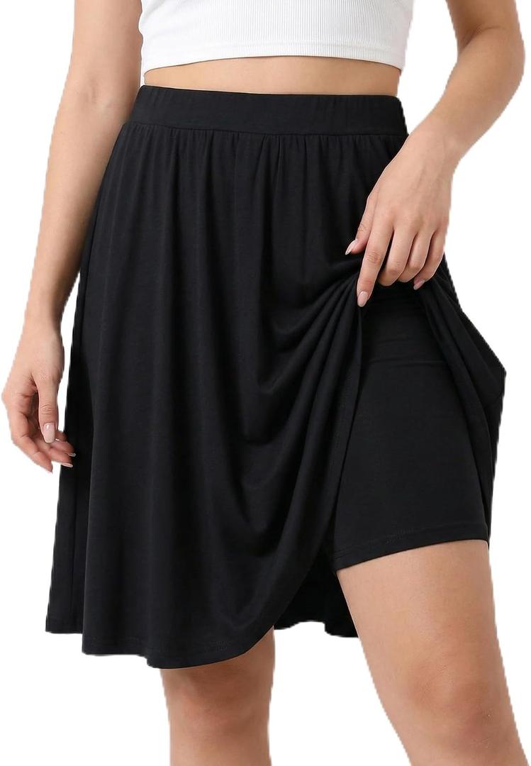 Girls Knee Length Skirt : Aline Pleated Skirt Built-in Shorts or Leggings Basic Skorts Size 6Y