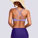 Soothfeel Bikini Tops for Women Push Up Padded Swim Top Twist Front Bathing Suit Criss Cross Back Tankini Swimsuit Top Only (M)