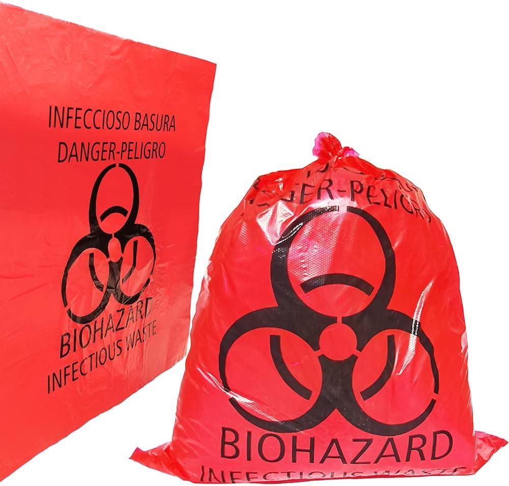 Red Biohazard Waste Bags,20pcs 16.5x20in/42x51cm Medical Action Infectious Waste Bag With Hazard Symbol Disposable Hazardous