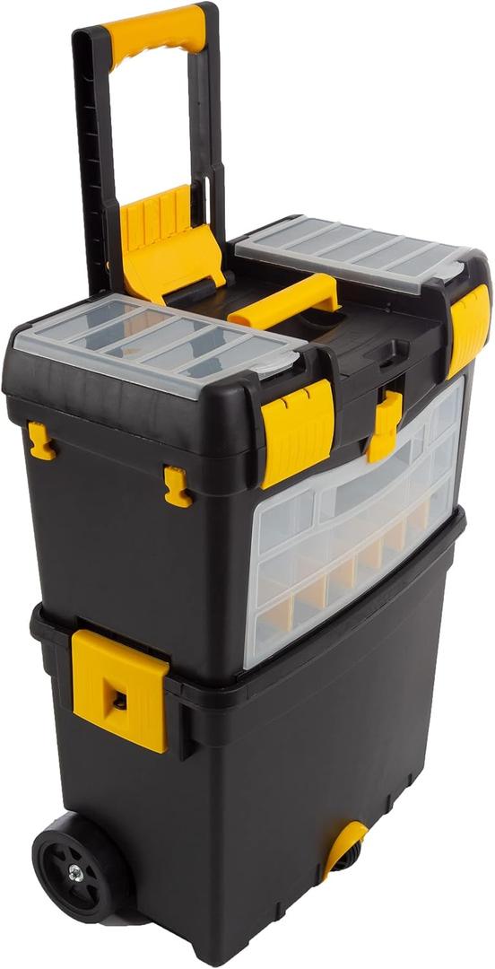 Rolling Tool Box with Wheels, Foldable Comfort Handle, and Removable Top Toolbox Organizers and Storage by Stalwart