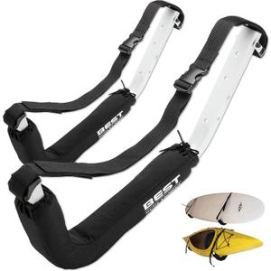 Best Marine and Outdoors Kayak Wall Rack, Heavy Duty 125 lb Capacity, Wall Mount Kayak Storage Rack for Garage, Canoe, SUP & Paddle Board, Indoor/Outdoor Steel Hangers with Foam Padding