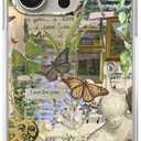 Butterfly Aesthetic Vinatge Case Compatible with iPhone 16 Pro, Cottagecore Nature Fairy Phone Case for iPhone 16 Pro, Trendy Cool TPU Bumper Case Cover