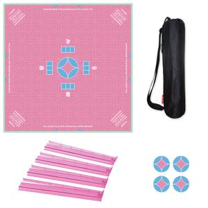 Qintan Mahjong Mat with 4PC Coasters, Tile Racks & Pushers, 32x32 in, Pink