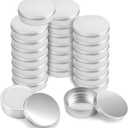 Foraineam 24 Pack 8 oz / 240ml Round Aluminum Tin Cans with Screw Top Lids - Large Metal Empty Tea Storage Case Jars - Spice Salve Hair Wax Cosmetic Cream Containers