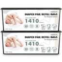 Diaper Pail Refill Bags - Compatible with Genie Easy Roll Signature & Platinum Pails | Each 30 Bags Holds Up to 1410 Newborn Diapers | 7-Layer OdorLock Technology | 2 Pack(60 Bags)