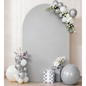 Silver Arch Backdrop Cover for Wedding Decor Fitted Spandex Chiara Backdrop Stand Covers for Party Birthday Bridal Shower Engagement Photo Studio Backgrounds Decorations