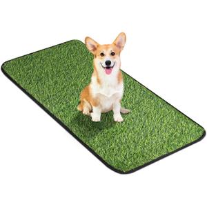 Artificial Grass Mat, Dog Grass Pee Pads, Fake Grass Pad for Pets Potty Training, Soft Grass Rug, Grass Doormat with Drainage Holes, Pet Turf for Indoor Outdoor Use, Washable(15.7''*31.5'')