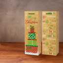 12PCS Christmas Wine Gift Bags Premium Kraft Paper Bottle Cover Wrapping Bags Bulk with Handles Gift Tags Reusable Holiday Wine Tote for Gifts Xmas Party Favours New Year Champagne Whiskey Liquor(Brown)