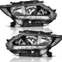 Headlights for 2014 2015 2016 Nissan Rogue with LED DRL Strip