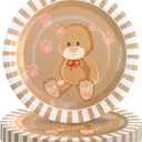 Pandecor 50 Pieces Bear Paper Dessert Plates,7 Inches Disposable Cartoon Bear Cake Plates for Baby Shower and Birthday Party