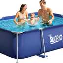 Metal Pro 8'3" X 5' X 26" Rectangle Pool Durable Steel Frame Above Ground Pool for Outdoor Backyard Swimming Pool Suitable Friends Family Adults Kids