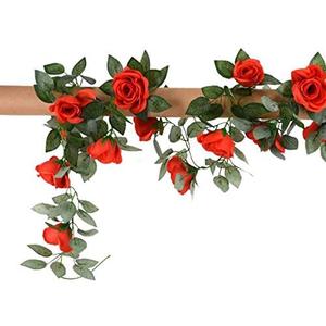 Artificial and Dried Flower Artificial Rose Vine Flowers Simulation Silk Rose Flower Garland for Wedding Party Artificial Rose Vine Home Garden Decor - ( Color: R;Size: One Size )
