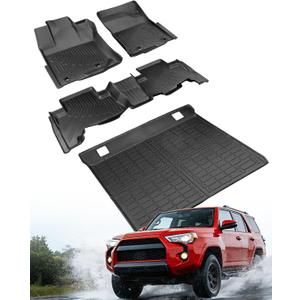 for Toyota 4 Runner All Weather Floor Mats 2013-2024 (Only for 5 Seats), Full Set Heavy Duty TPE Cargo Liners & Trunk Mats for Lexus GX 460 2014-2024 Car Interior 4 Runner Accessories 4 Pcs