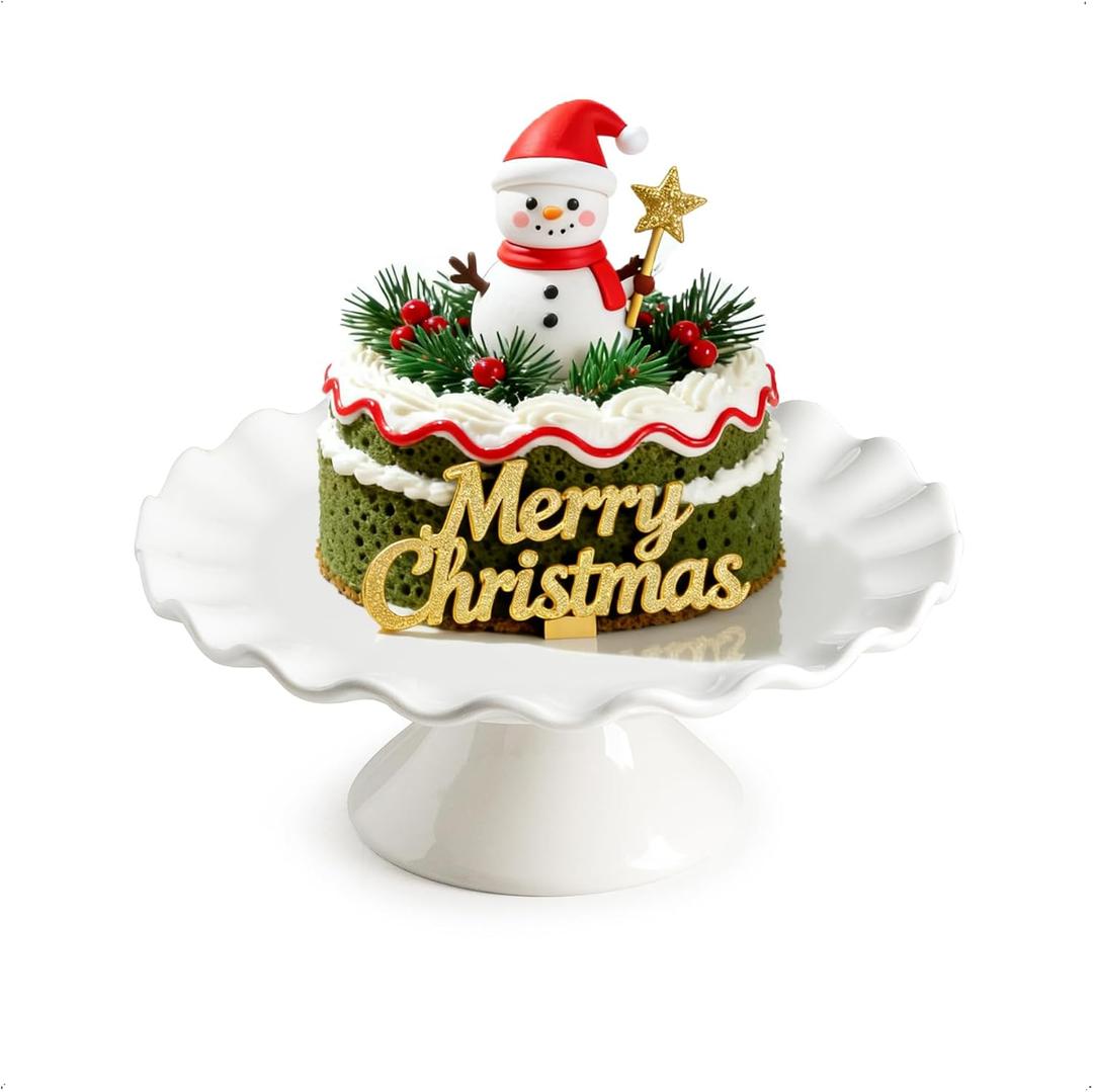 Small Cake Stand for Cupcakes, Donuts, 8 Inch Porcelain Cake Stand for Dessert Table, Vintage Cupcake Platter for Tea Party Decorations, Mini Dessert Display Stand - for 6" Cakes