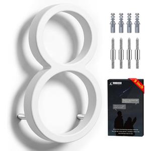 VONDERSO 8 Inch Large House Numbers for Outside, Zinc Alloy Address Numbers with Durable Stain-Resistant White Stone Powder Coating, Heavy-Duty Door Numbers for Home or Business (Number 8,Matte White)