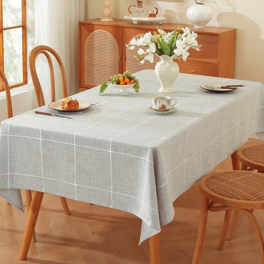 TruDelve Gray Cloth tablecloths Rectangle Table Cloths for 6 Foot Rectangle Tables Rustic Oblong Washable Tablecloth(Grey,86"x52",Rectangular)
