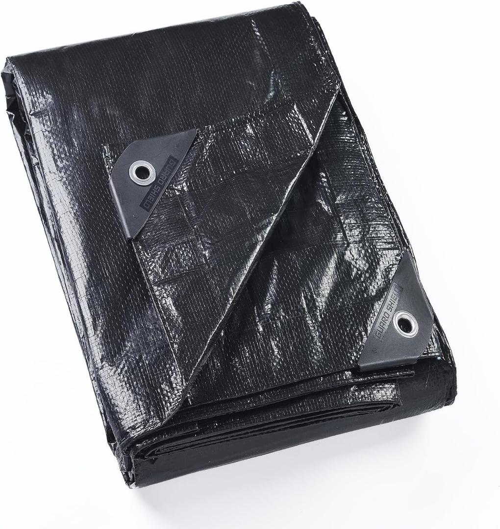 GUARD SHIELD Black Tarp 10x20 Feet Waterproof Tarps Lightweight Camping Tarp Outdoor Multi Purpose Poly Cover 6mil