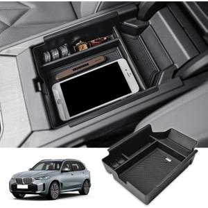 Center Console Organizer Insert Tray Compatible with 2025 2026 BMW X3 30 xDrive/M50 xDrive Accessories, Custom-Fit ABS Armrest Storage Tray Secondary Compartment Expanding Storage Space