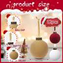 12 Pcs Velvet Christmas Balls Bulk Shatterproof Plastic Christmas Tree Decorations for Decorative Hanging Baubles (12, WhiteWine redKhaki, 3.94Inch)