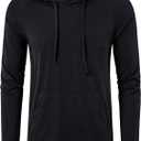 SIR7 Men's Gym Workout Active Long Sleeve Pullover Lightweight Hoodie Casual Hooded Sweatshirts (Black, XXXL)