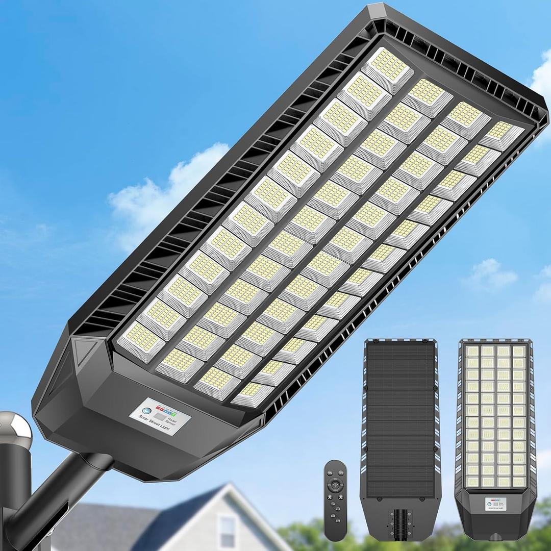 Deepn 15000W Solar Street Lights Outdoor, Super Bright Commercial Solar Lights Outdoor for Yard, IP67 Waterproof LED Security Flood Light with Motion Sensor & Remote Control for Parking Lot, 1 Pack, 33.31 x 13.66 x 10.56 inches