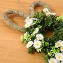 20 Inch Easter Bunny Wreaths, Rattan Easter Bunny Door Wreath Bunny Shaped Spring Wreath with Greenery White Daisies for Front Door Wall Window Decor (Daisy Flowers)