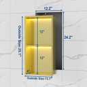 2-Tiers 12x24 Shower Niche with LED Light Strips, Golden Recessed wall Cabinet, Stainless Steel wall Niche for Shower wall, Waterproof NO Tile Needed Storage Organizer (3000K LED Light), 12x24In