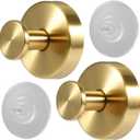 Picowe Suction Cup Hooks Stainless Steel Wreath Hanger Shower Wall Storage Hook Organizer for Hanging Tower Clothes Bags Keys Hats Decorations Wreath (Golden, 2)