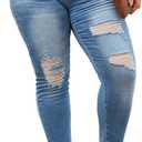 LALAGEN Women 2026 Plus Size Skinny Jeans Stretchy High Waisted Ankle Jean Destroyed Ripped Denim Pants 1X-5X (Blue, XXXL)