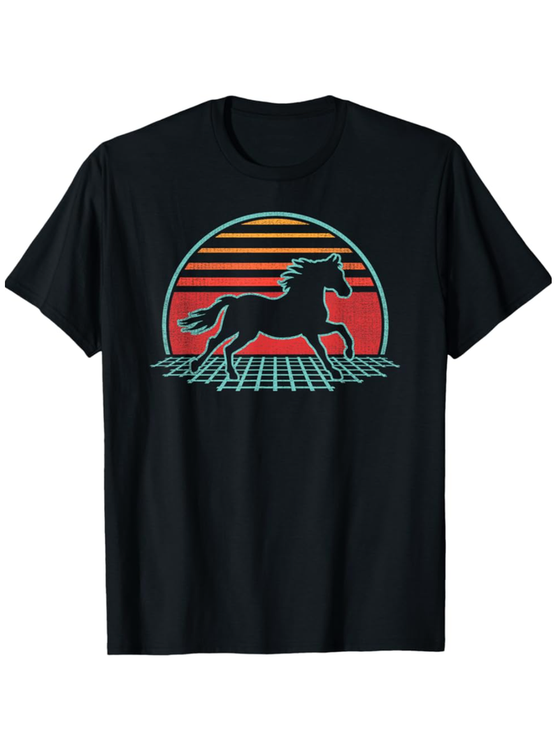 Horse Lover Animal Retro Vintage 80s Style. Size M