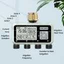 Watering Timer 4 Zone with Brass Inlet, Sprinkler Timer, Programmable Garden Outdoor Hose Faucet Timers with Rain Delay/Manual/Automatic Watering System, Water Hose Irrigation Timers 4 Outlet
