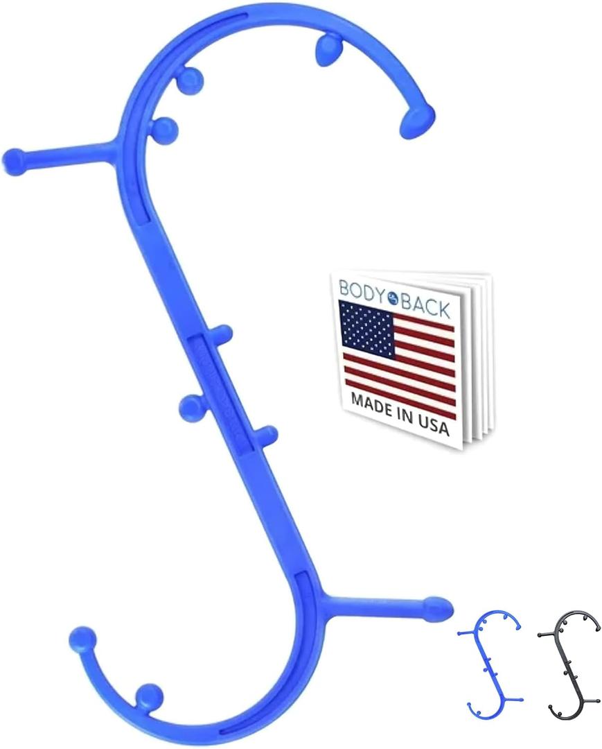 Body Back Buddy Classic USA Made Handheld Full Body Massage Cane Pressure & Trigger Point Massage Tool for Deep Tissue Pain Relief - Dual Massage Hooks for Back, Shoulder, Neck. Manual Back Massager (Blue)