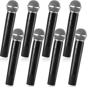 8 x Zubebe 8 Pack Fake Microphone Prop Bulk Pretend Plastic Microphone Toy Fake Mic Pack for Costume Karaoke Music Cosplay Party Favor Arts Crafts Centerpiece Decor