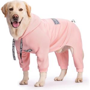 Dog Hoodies Winter Coat for Large Medium Dogs, Pullover 9 Legs Warm Coat Hooded Sweatshirt, Fleece Hoodie for Cold Weather (Pink, 3X-Large) (3XL(Reference Weight 33-53 lbs))
