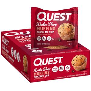 Quest Nutrition Chocolate Chip Muffin, 10g Protein, 2g Net Carb, Less than 1g Sugar, Protein Snack, 8 Count (EXP 09/30/26)